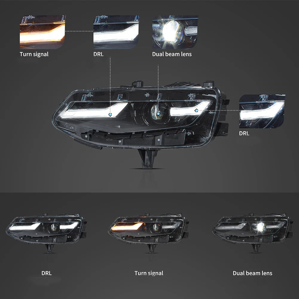 Full LED Headlights for Chevrolet Camaro 2019-up 1LS/1LT/2LT/3LT/LT1 2-Door RWD Coupe and Convertible (NOT FIT FOR 1SS 2SS and ZL1) 