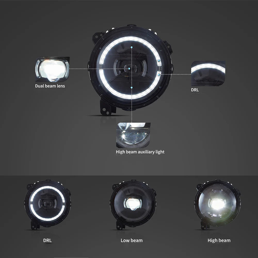 Fari anteriori Full LED per Jeep Wrangler JL JLU JT Rubicon 2018-2023 (adatti solo ai modelli JL con fari da 9 pollici)