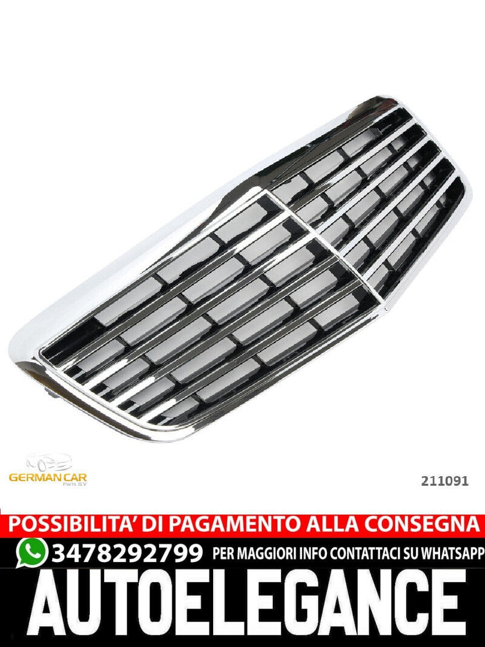 Sports grille for Mercedes W211 S211 E 2006-2009 black chrome AMG look 