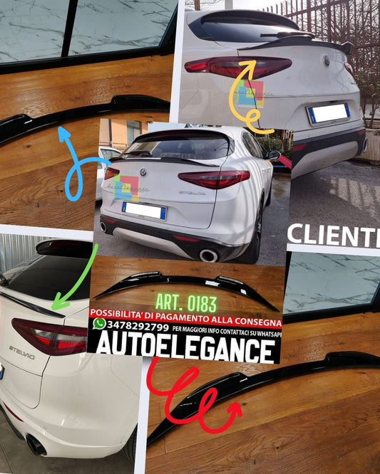 BOOT SPOILER SUITABLE FOR ALFA ROMEO STELVIO GLOSSY BLACK LOOK SPORT DESIGN 