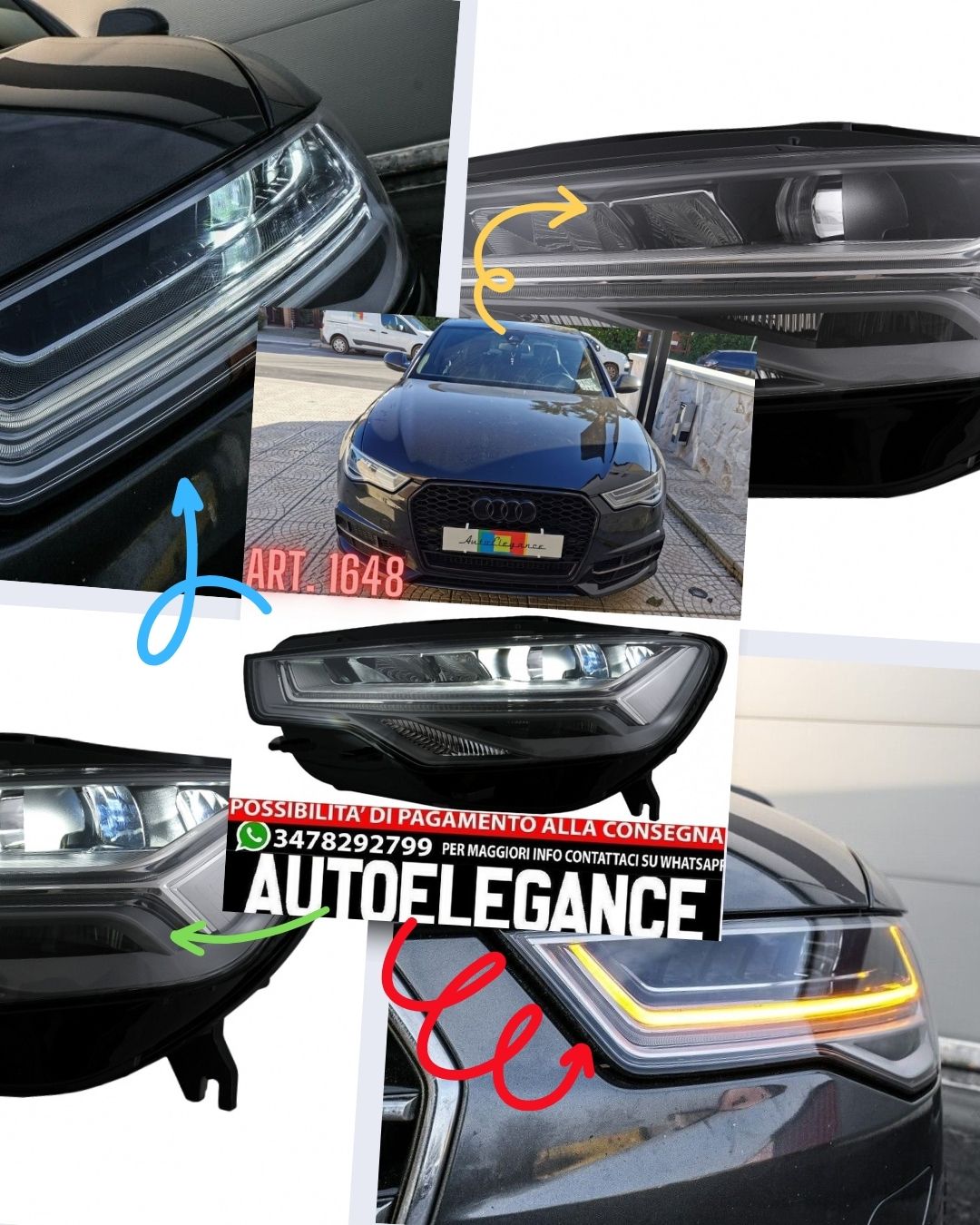 FARI ANTERIORI ADATTI PER AUDI A6 4G 2011-2014 XENON LOOK LIFT FULL LED