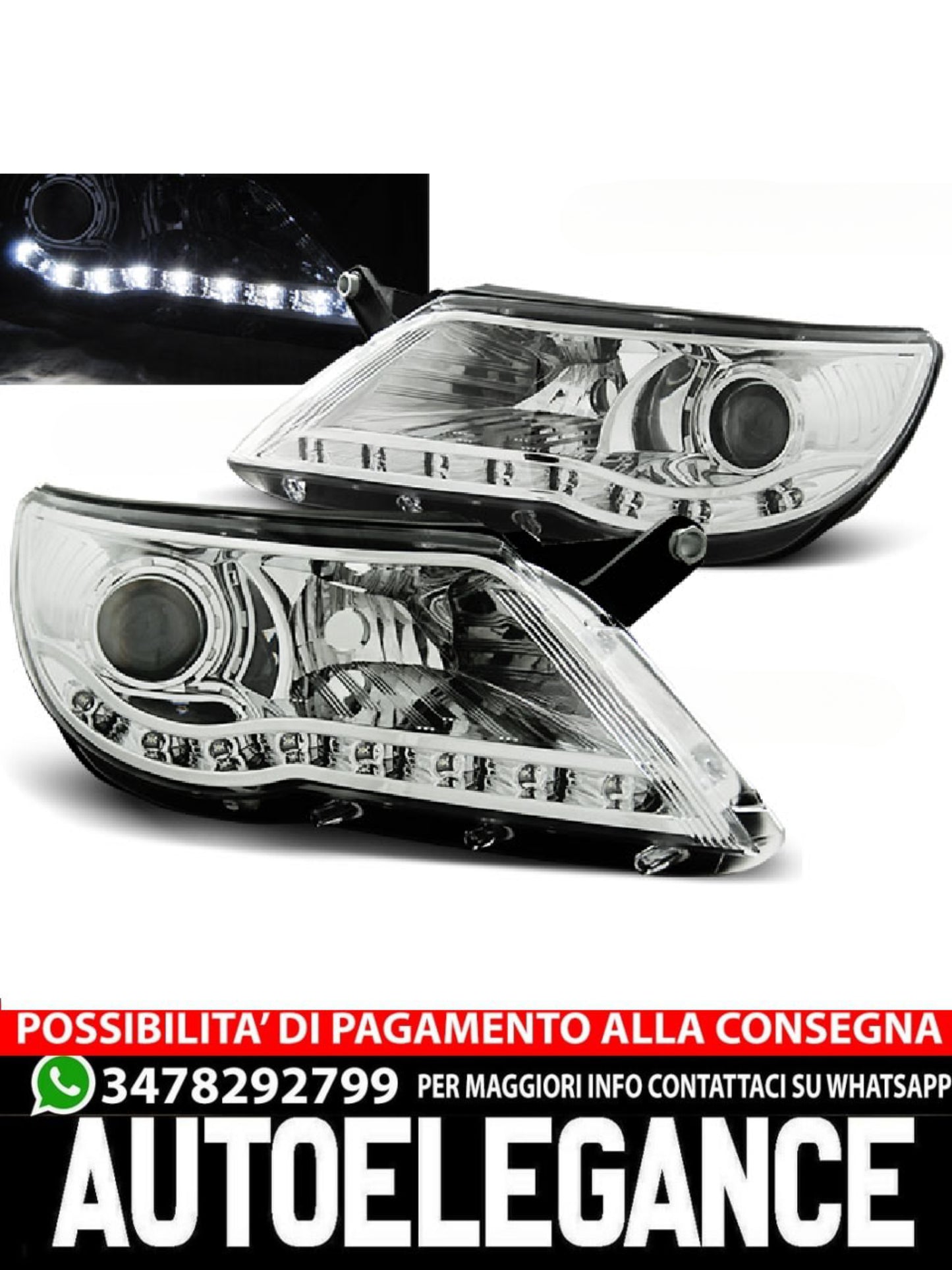 FARI ANTERIORI DAYLIGHT CHROME ADATTI COMPATIBILI PER VW TIGUAN 10.07-11