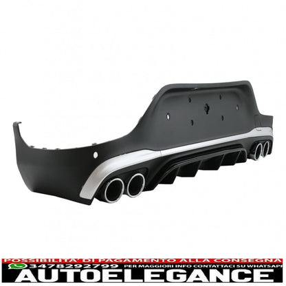 diffusore posteriore con terminali di scarico argento adatti per mercedes glc coupe facelift c253 (2020-) glc43 design