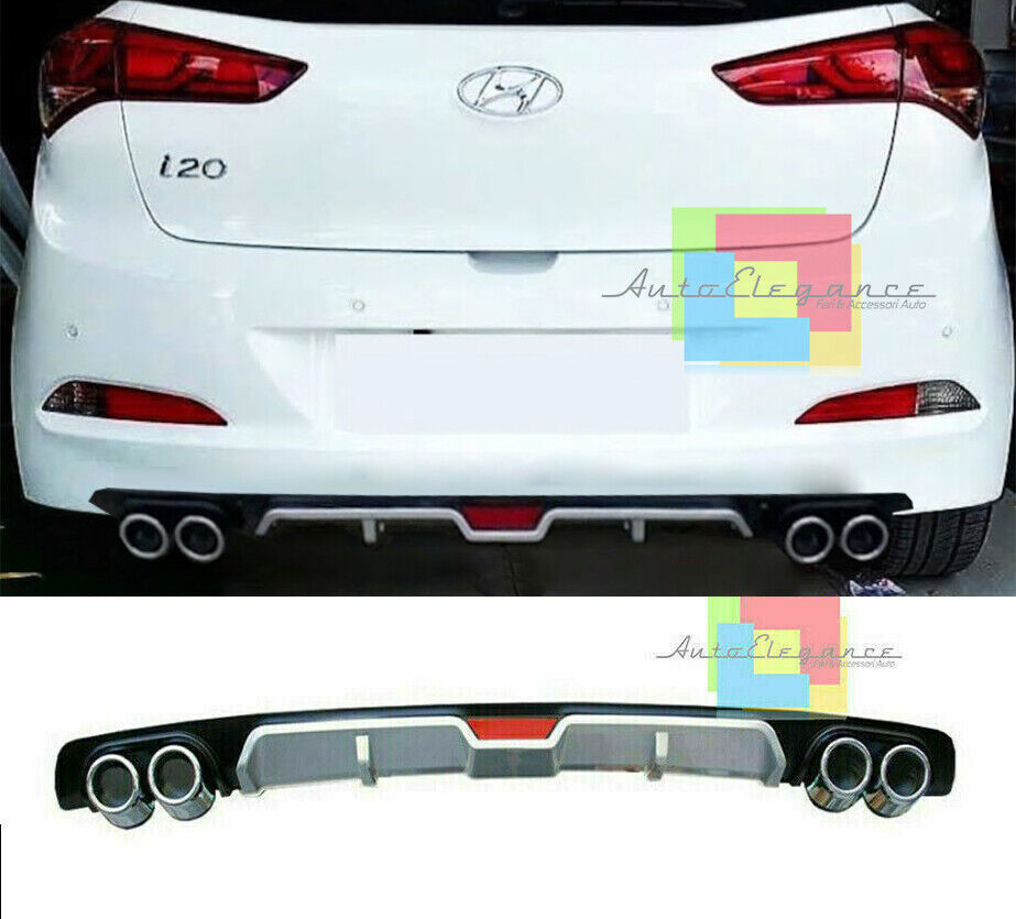 SOTTO PARAURTI POSTERIORE - HYUNDAI I20 DIFFUSORE QUATTRO TERMINALI ABS