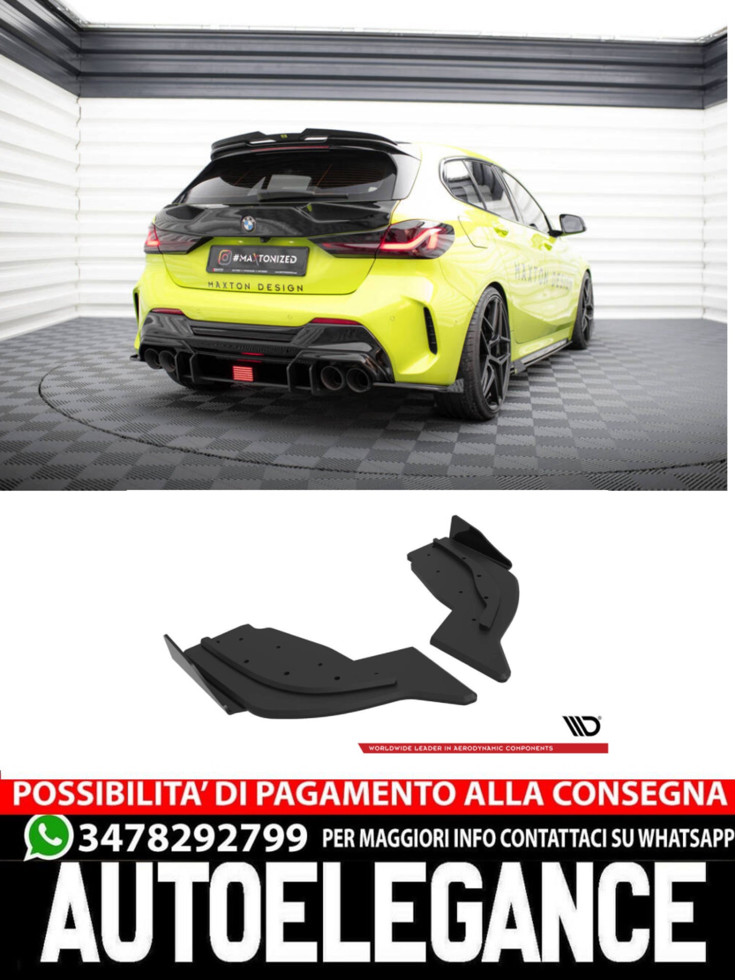 SPLITTER LATERALI POSTERIORI STREET PRO V.2 + FLAP V.2 adatto per  BMW 1 F40 M-PACK / M135I