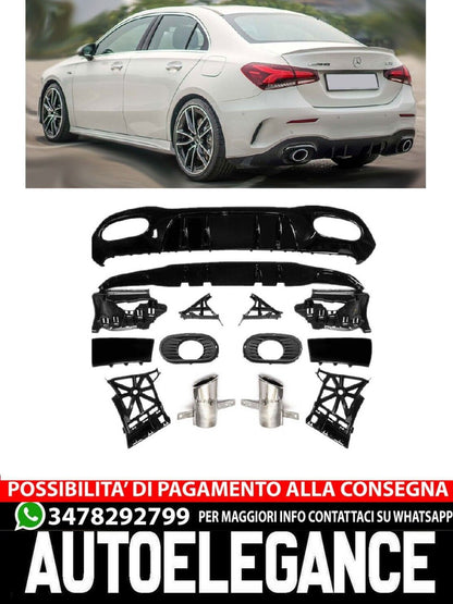 Per Mercedes V177 berlina diffusore + mascherine scarico 2X1 CROMATO AMG OTTICA