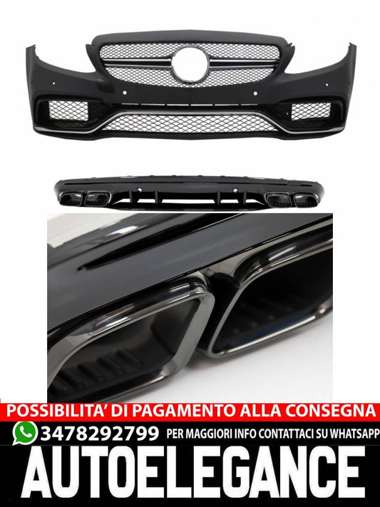 Front bumper with diffuser suitable for Mercedes C-Class W205 2014-2020 