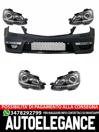 Paraurti anteriore con luci diurne  adatto per Mercedes Classe C W204  2012-2014