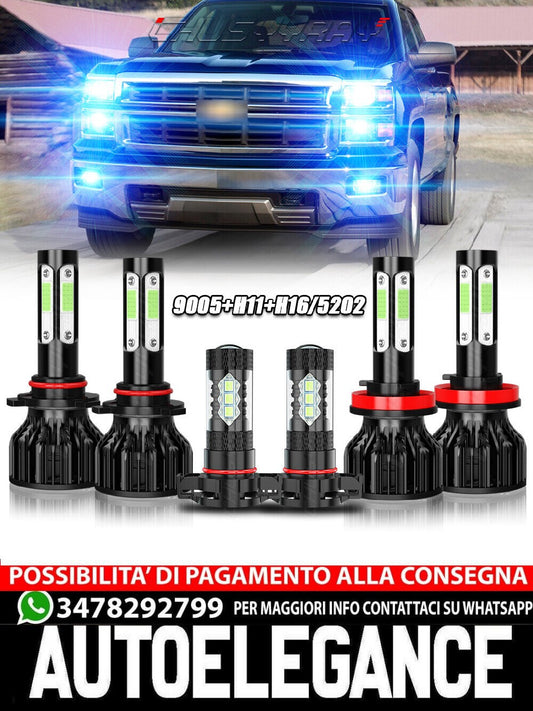 For Chevy Silverado 1500 2500 HD 2007-2015 8000K LED headlights + fendin bulb KIT 