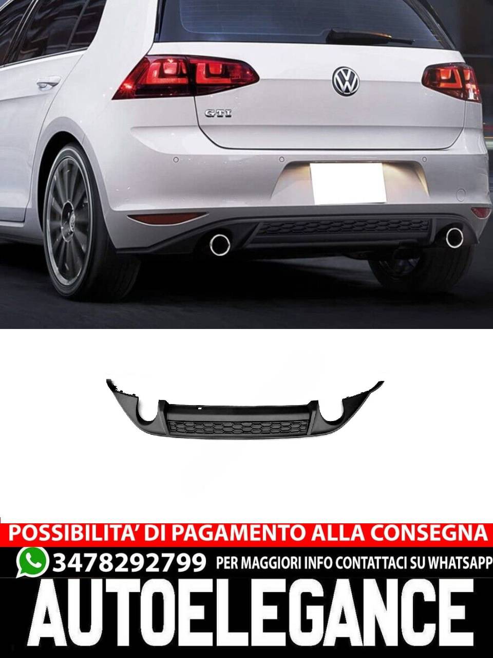 Diffusore adatto solo per VW golf 7 2012-2016 gti gtd da verniciare
