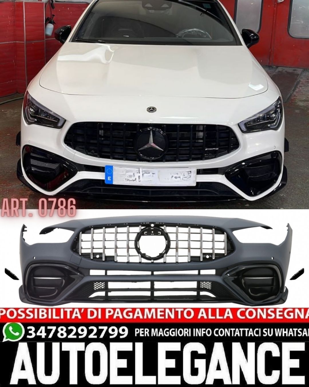 🔥PARAURTI ANTERIORE ADATTO PER MERCEDES CLA W118 LOOK CLA 45 DESIGN SPORTIVO🔥