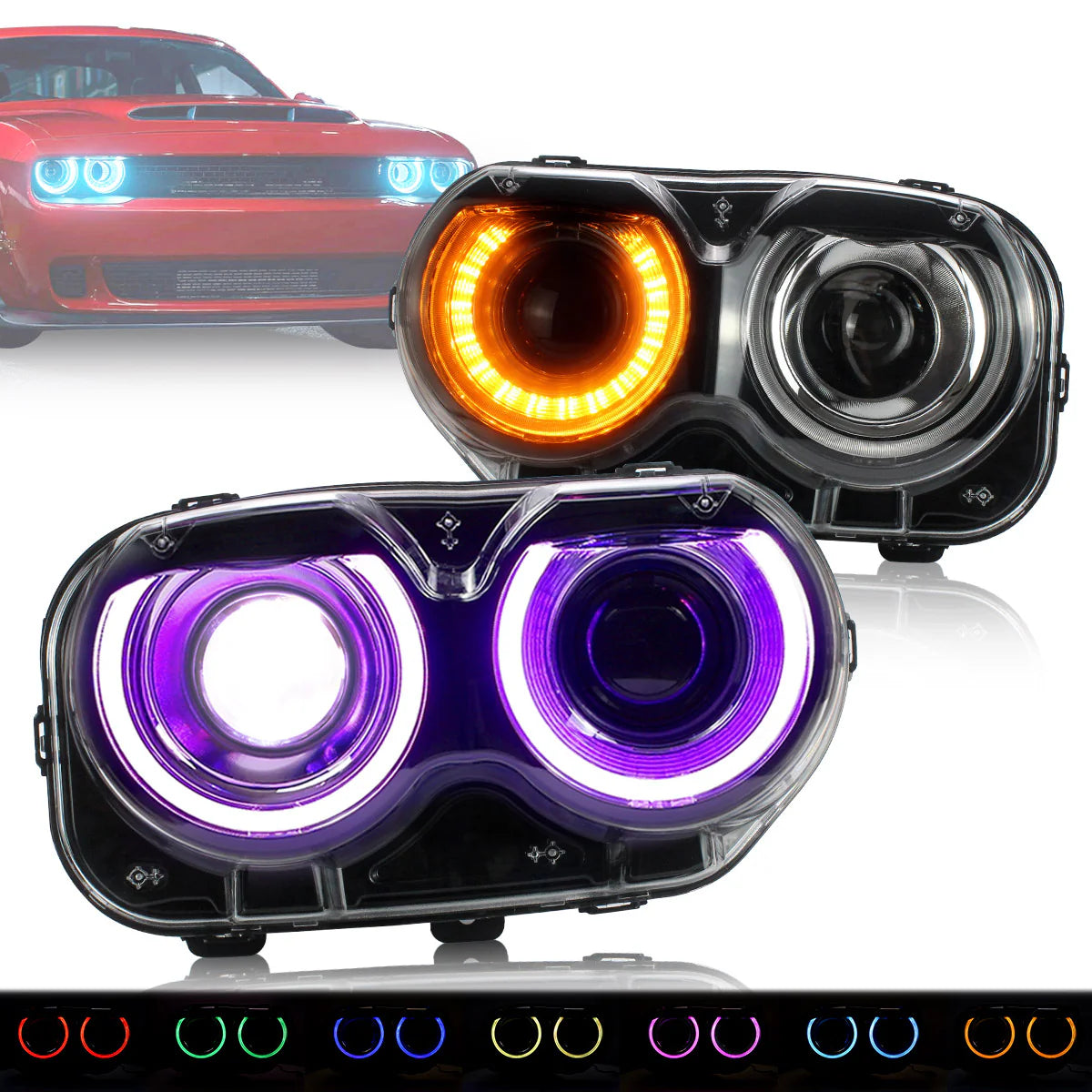 Fari LED RGB per Dodge Challenger 2015-2019 (lampadine non incluse)