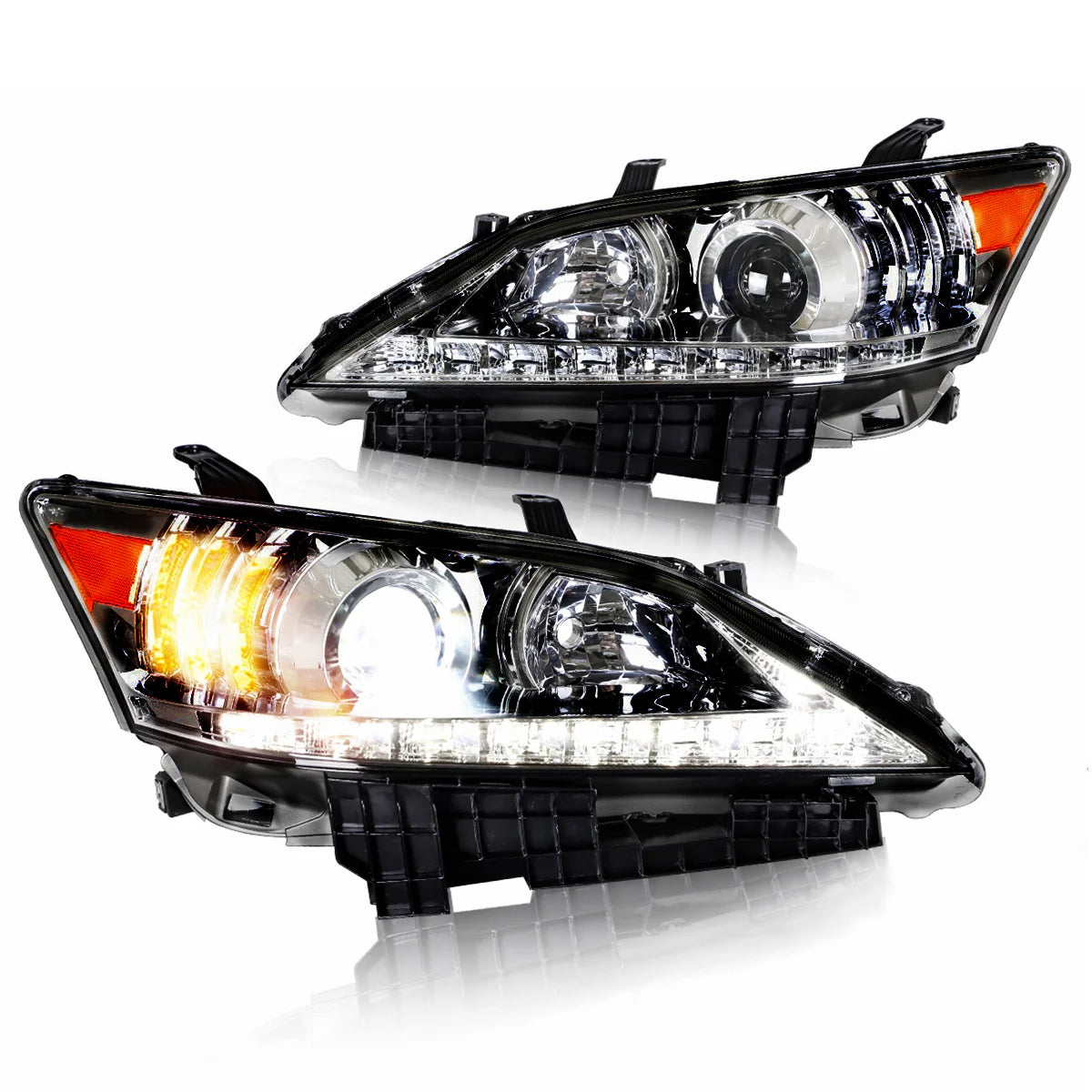 Fari per proiettori per Lexus ES350 2010-2012 (proiettore anabbagliante. Riflettore fascio alto. Edizione con alloggiamento cromato e nero)