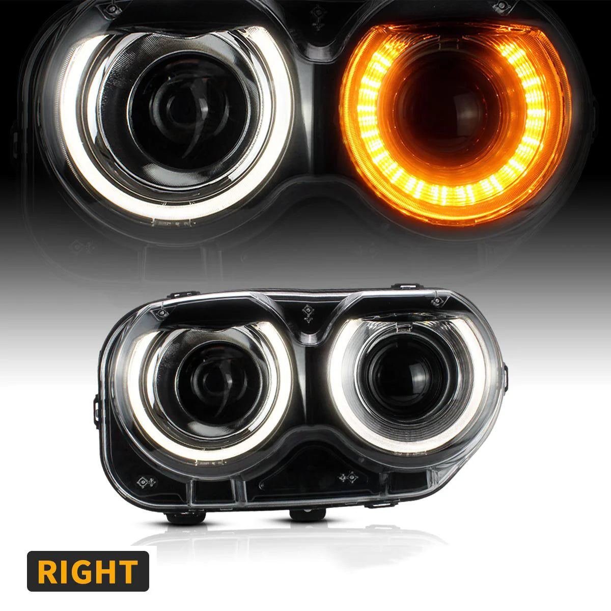 Fari LED Dual Beam/RGB per Dodge Challenger 2015-2019 (lampadine non incluse)