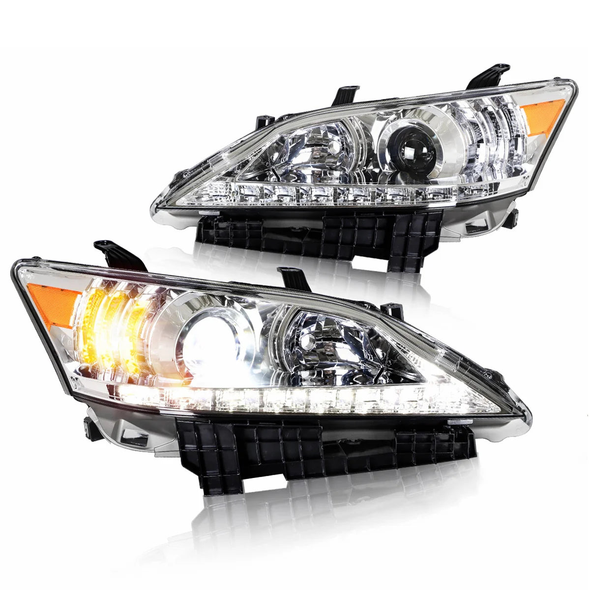 Fari per proiettori per Lexus ES350 2010-2012 (proiettore anabbagliante. Riflettore fascio alto. Edizione con alloggiamento cromato e nero)