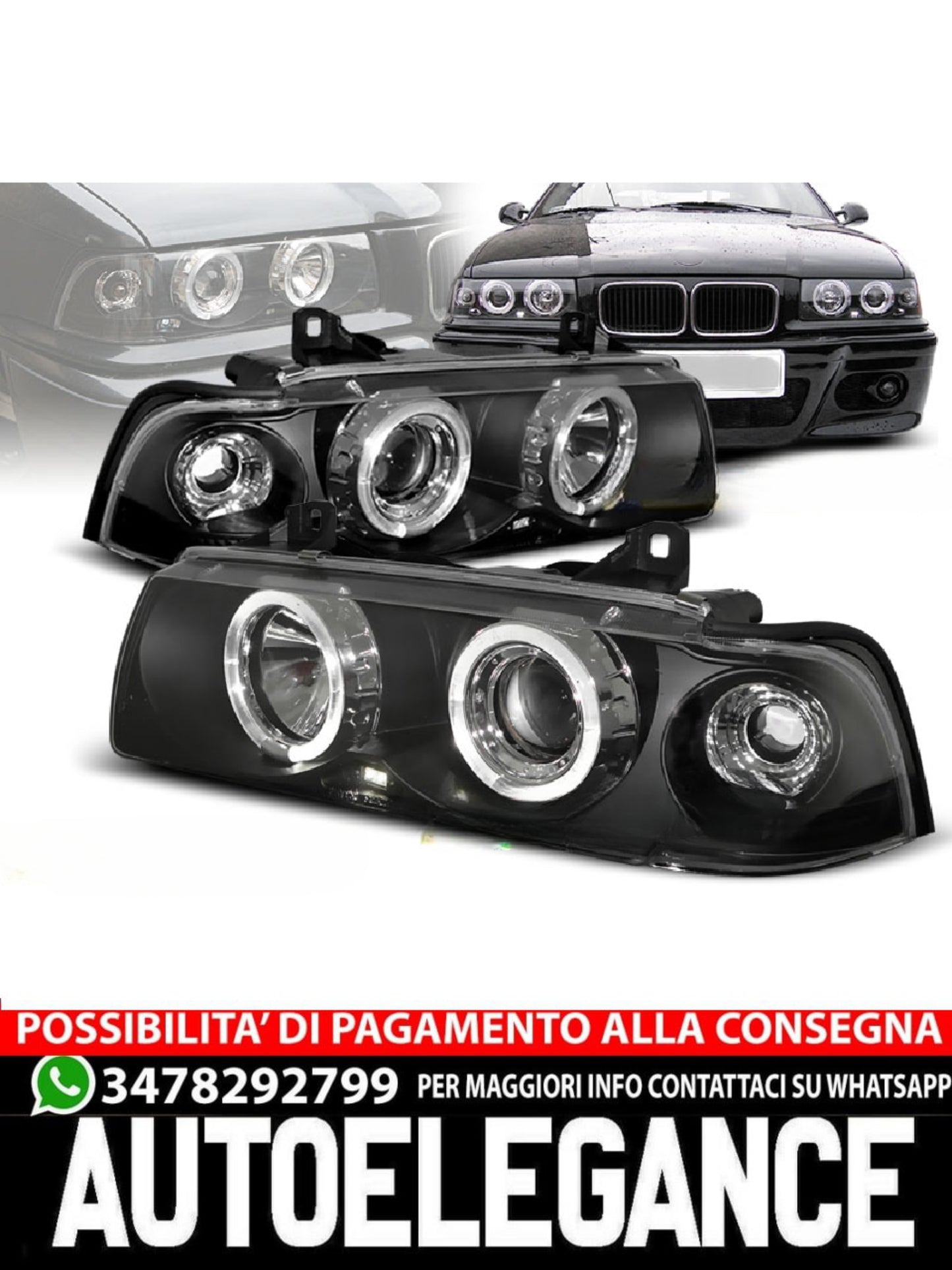 FARI ANTERIORI ANGEL EYES BLACK ADATTI per BMW E36 12.90-08.99 C/C