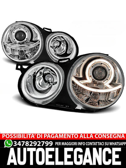 FARI ANTERIORI ANGEL EYES CROMATI per VW POLO 9N 11.01-04.05