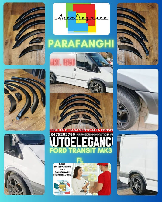 PARAFANGHI ALLARGATI ADATTI PER FORD TRANSIT MK3 FL 2006-2012 LOOK NERO OPACO