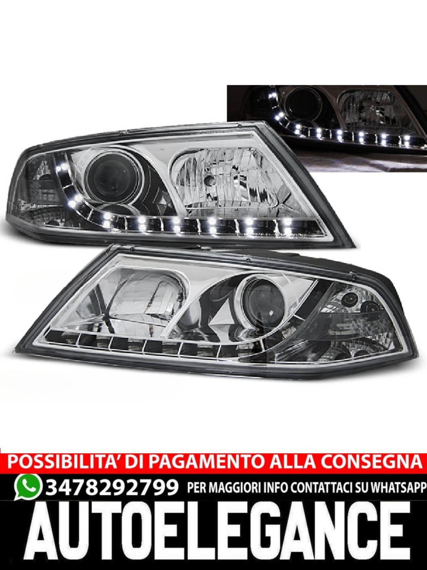 FARI ALLO XENO DAYLIGHT CHROME adatti compatibili per SKODA OCTAVIA 2 03.04-08