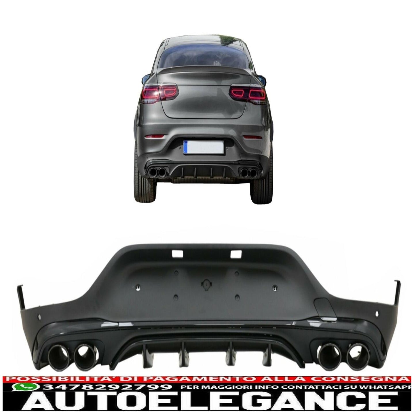 Diffuser for Mercedes GLC Coupe Facelift C253 20+ Tips GLC43 Look 