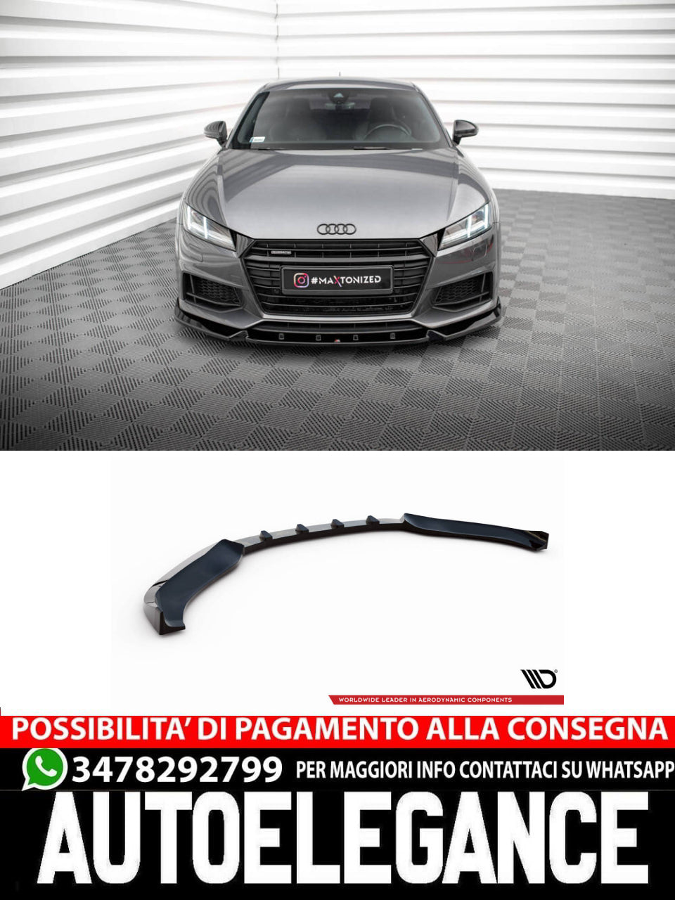 SPLITTER ANTERIORE adatto per V.2 AUDI TT S / S-LINE 8V  (2014-2018)