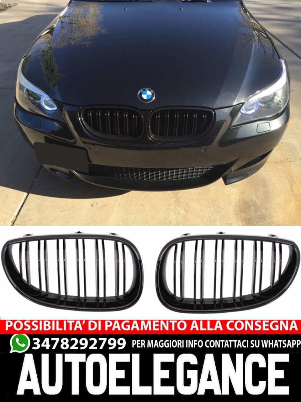 Paraurti anteriore con Griglia Centrale adatto per BMW Serie 5 E60 E61 2003-2007