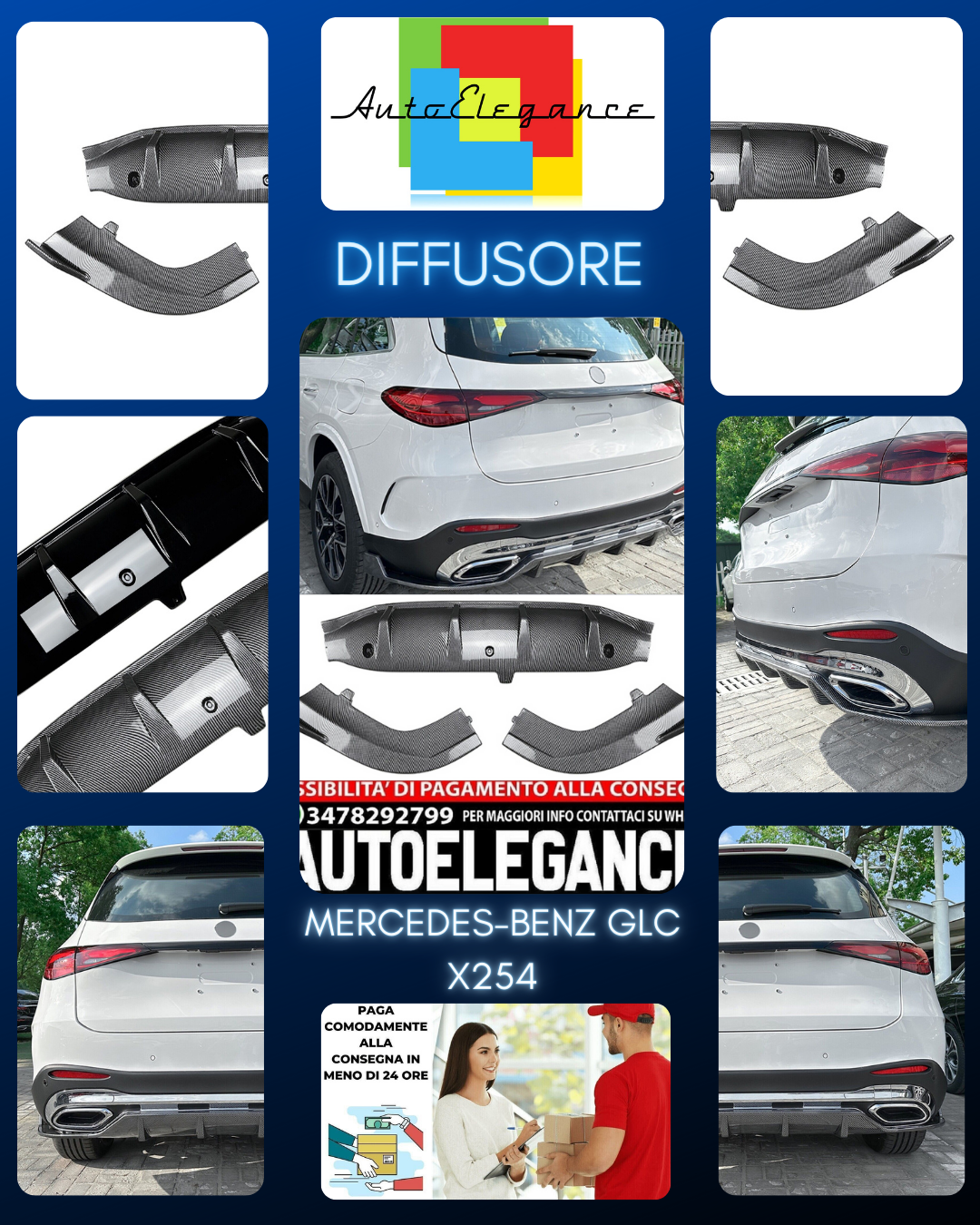 DIFFUSORE POSTERIORE ADATTO PER MERCEDES-BENZ GLC X254 LOOK CARBONIO