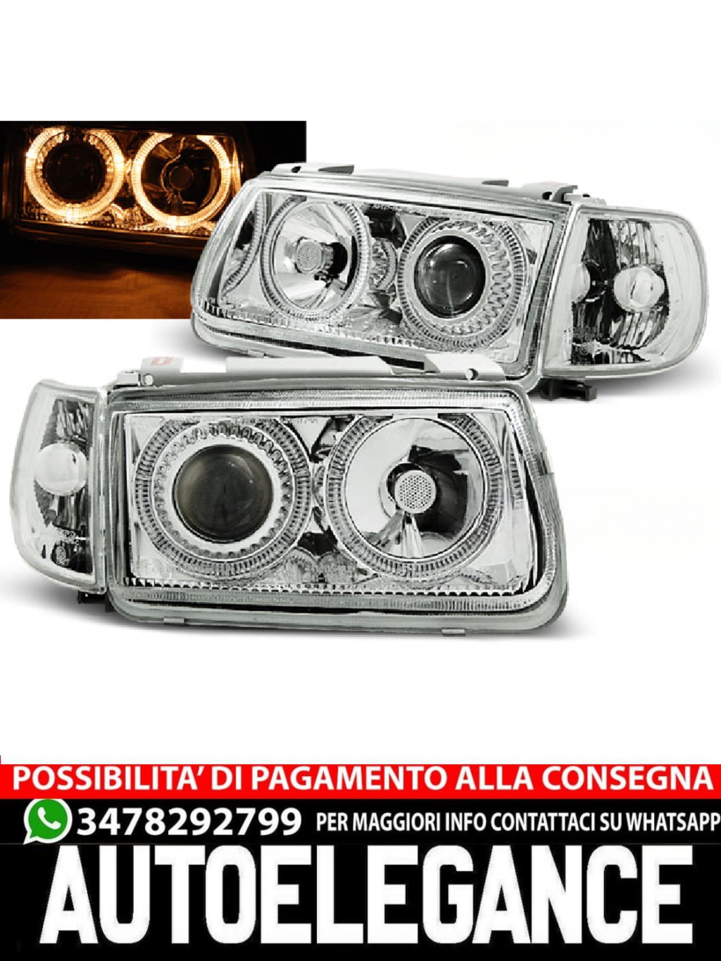 FARI ANGEL EYES CROMATI ADATTI COMPATIBILI per VW POLO 6N 10.94-09.99
