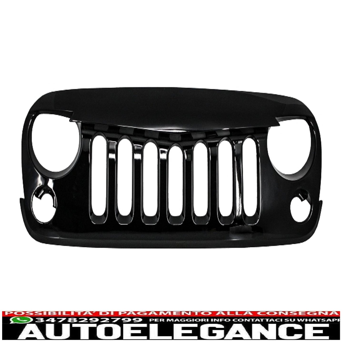 Piano Black Grille with Cree Angel Eye LED Headlights and Turn Signals Fit for Jeep Wrangler Rubicon JK 2007-2017