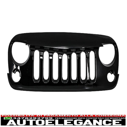 Piano Black Grille with Cree Angel Eye LED Headlights and Turn Signals Fit for Jeep Wrangler Rubicon JK 2007-2017