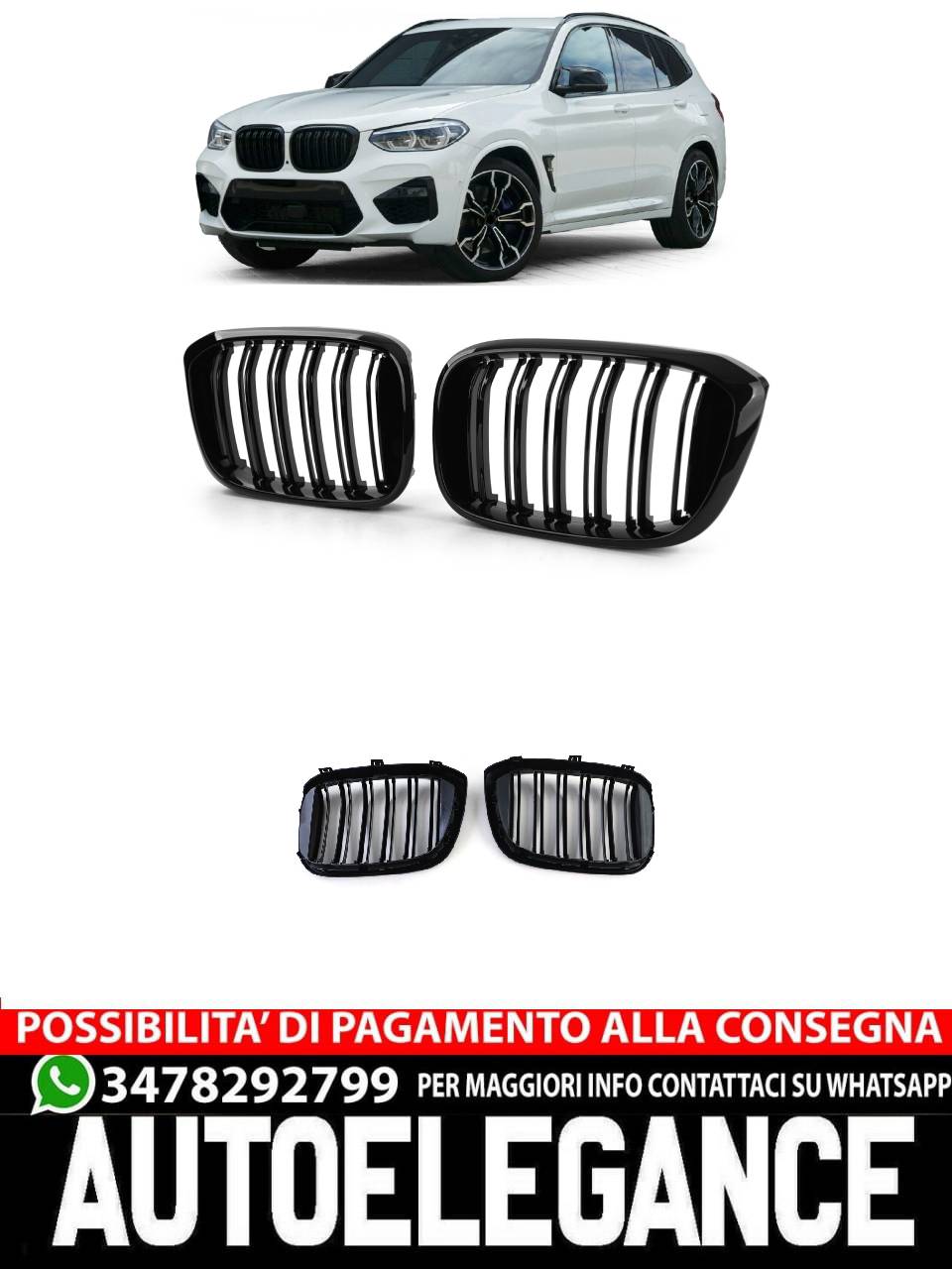 Griglia radiatore sportiva doppia barra lucida adatta per BMW X3 G01 X4 G02 2017