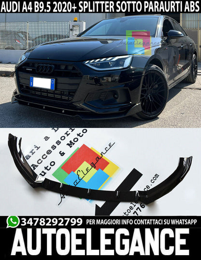 AUDI A4 B9.5 SOTTO PARAURTI ANTERIORE CARBONIO RS4 DESIGN SPLITTER NERO LUCIDO AUTOELEGANCERICAMBI