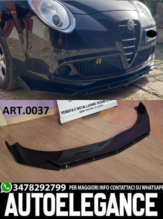 ALFA ROMEO MITO 2008+ LAMA SOTTO PARAURTI ANTERIORE NERO LUCIDO IN ABS SPLITTER AUTOELEGANCERICAMBI