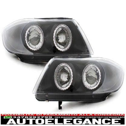 headlights suitable for bmw 3 series e90 (2005-2008) angel eye 2 black halo rims