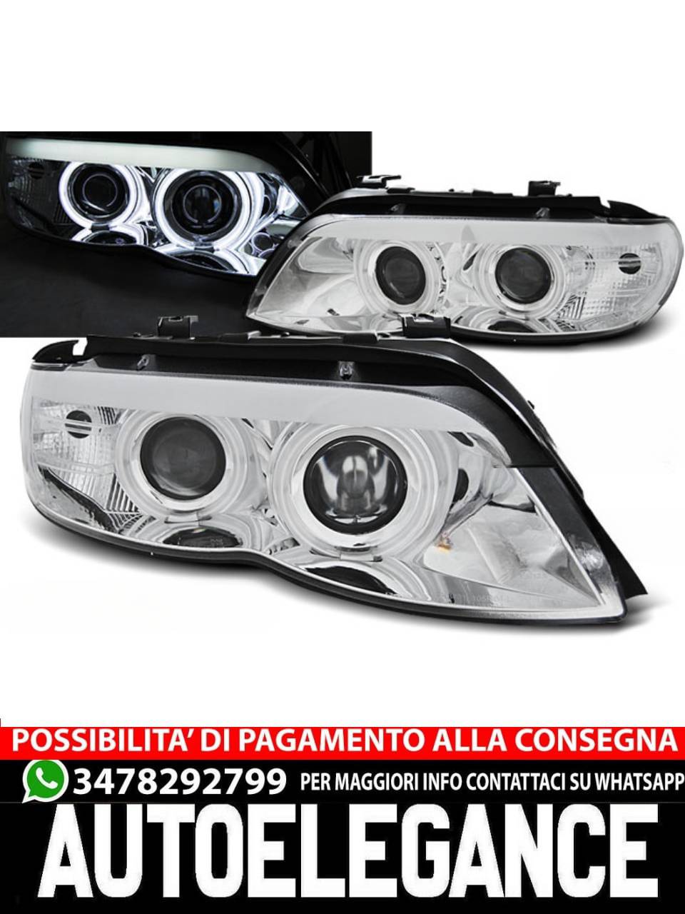 FARI ALLO XENO ANGEL EYES CCFL CROMATI per BMW X5 E53 11.03-06