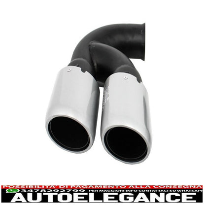 Exhaust tips suitable for porsche cayenne 92a v6 v8 petrol (05.2010-09.2014) gts design silver 