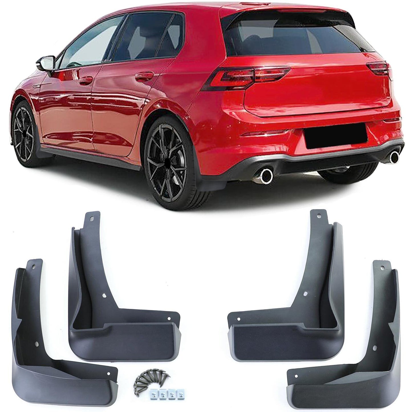 Mudflaps set front and rear black for VW Golf 8 with R-Line from 19