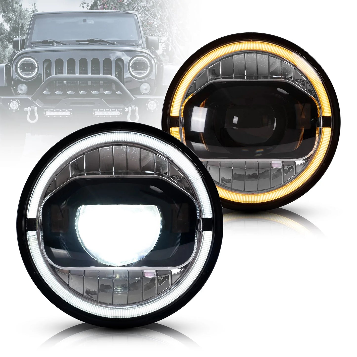 Fari per proiettori a LED da 7 pollici per Jeep Wrangler 2007-2017 (DRL integrato con indicatori di direzione)
