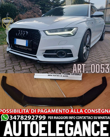SPLITTER ANTERIORE ADATTO PER AUDI A6 4G C7 LOOK NERO LUCIDO DESIGN SPORTIVO