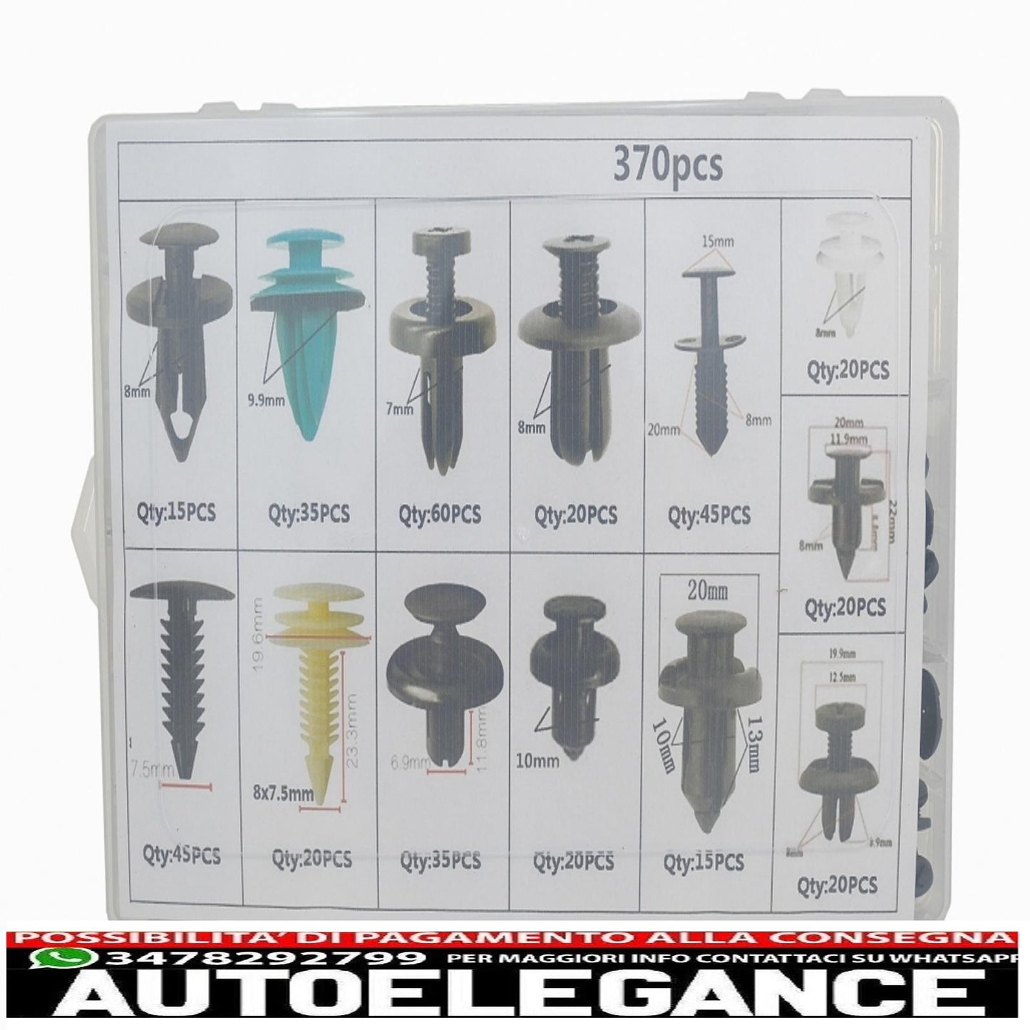 370pcs car clip plastic screw kit 