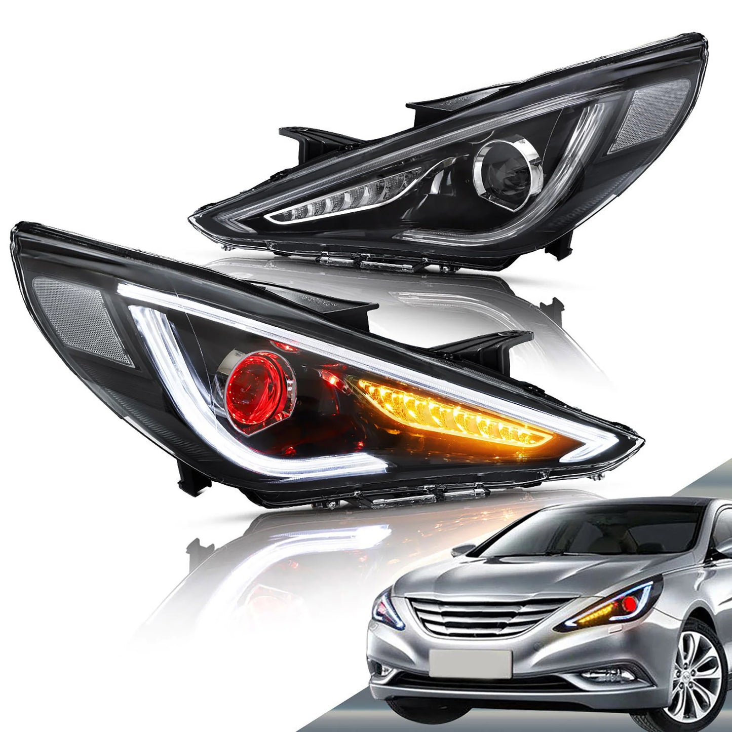 Fari sequenziali a doppio raggio per Hyundai Sonata 2011-2014 Materiale in vetro ABS PMMA (lampadine non incluse)