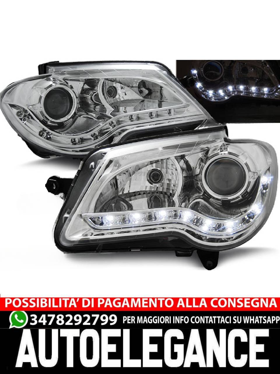 FARI ANTERIORI DAYLIGHT CHROME per VW TOURAN 06-10