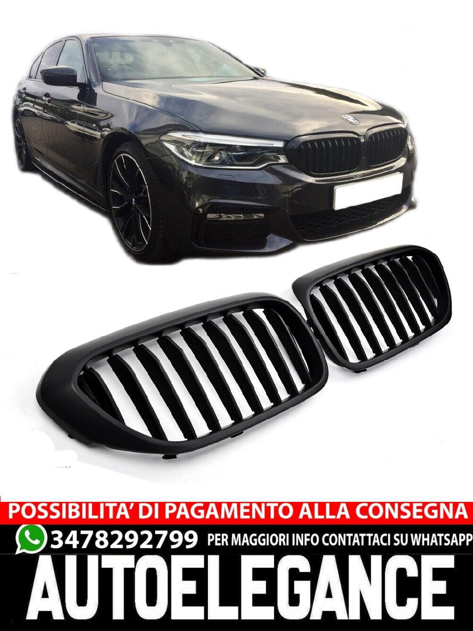 GRILLE FOR BMW 5 SERIES G30 G31 SPORT MATT BLACK 