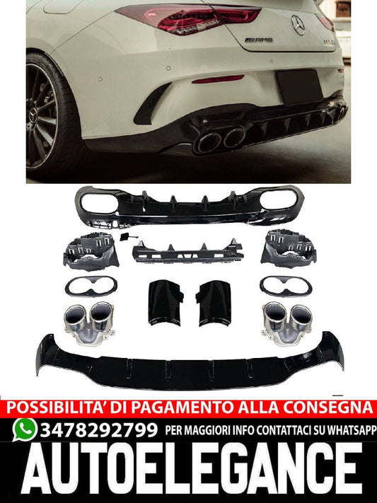 Per Mercedes W118 C118 CLASSE CLA Diffusore + Paraurti Scarico 2x2 CROMATO AMG