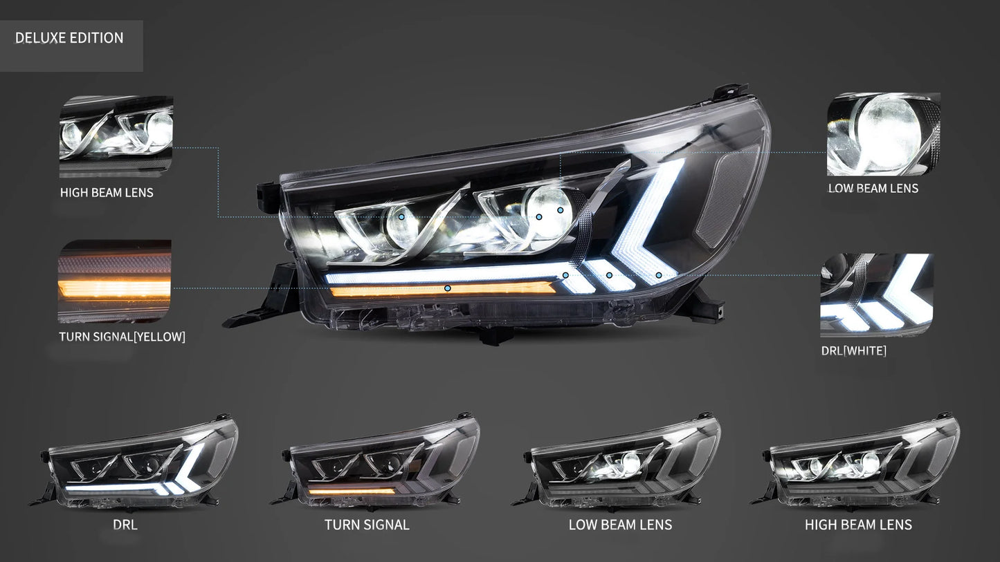 Fari a LED per Toyota Hilux Vigo Revo 2015-2019 con illuminazione di cortesia dinamica