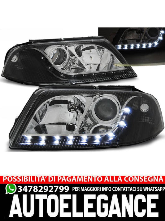 FARI ANTERIORI DAYLIGHT NERO per VW PASSAT 3BG B5 FL 09.00-03.05
