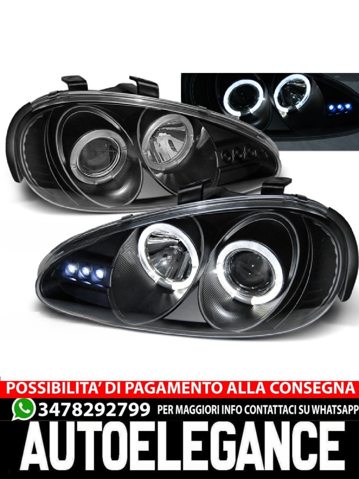 BLACK ANGEL EYES HEADLIGHTS FOR MAZDA MX3 91-98 