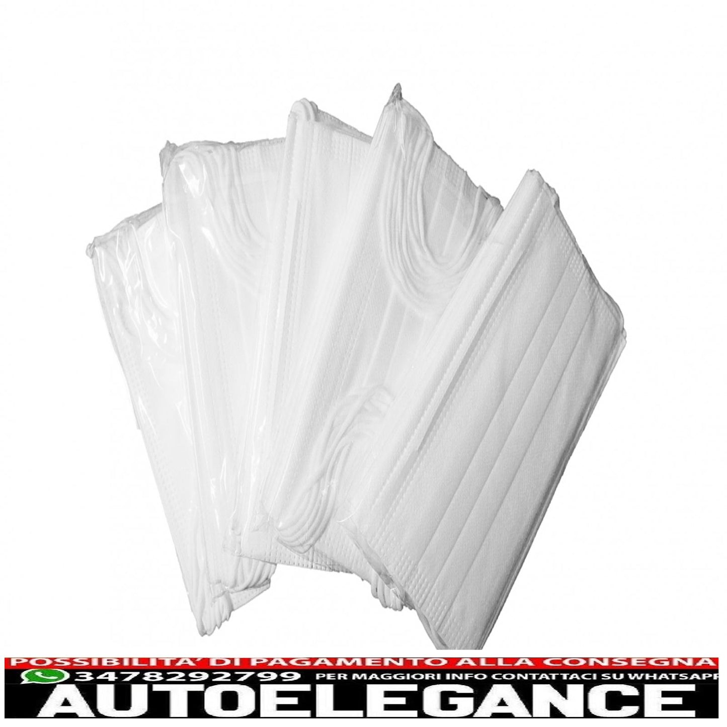 confezione da 50 mascherine protettive monouso con pieghe 3 strati unisex con fascia piegabile AUTOELEGANCERICAMBI