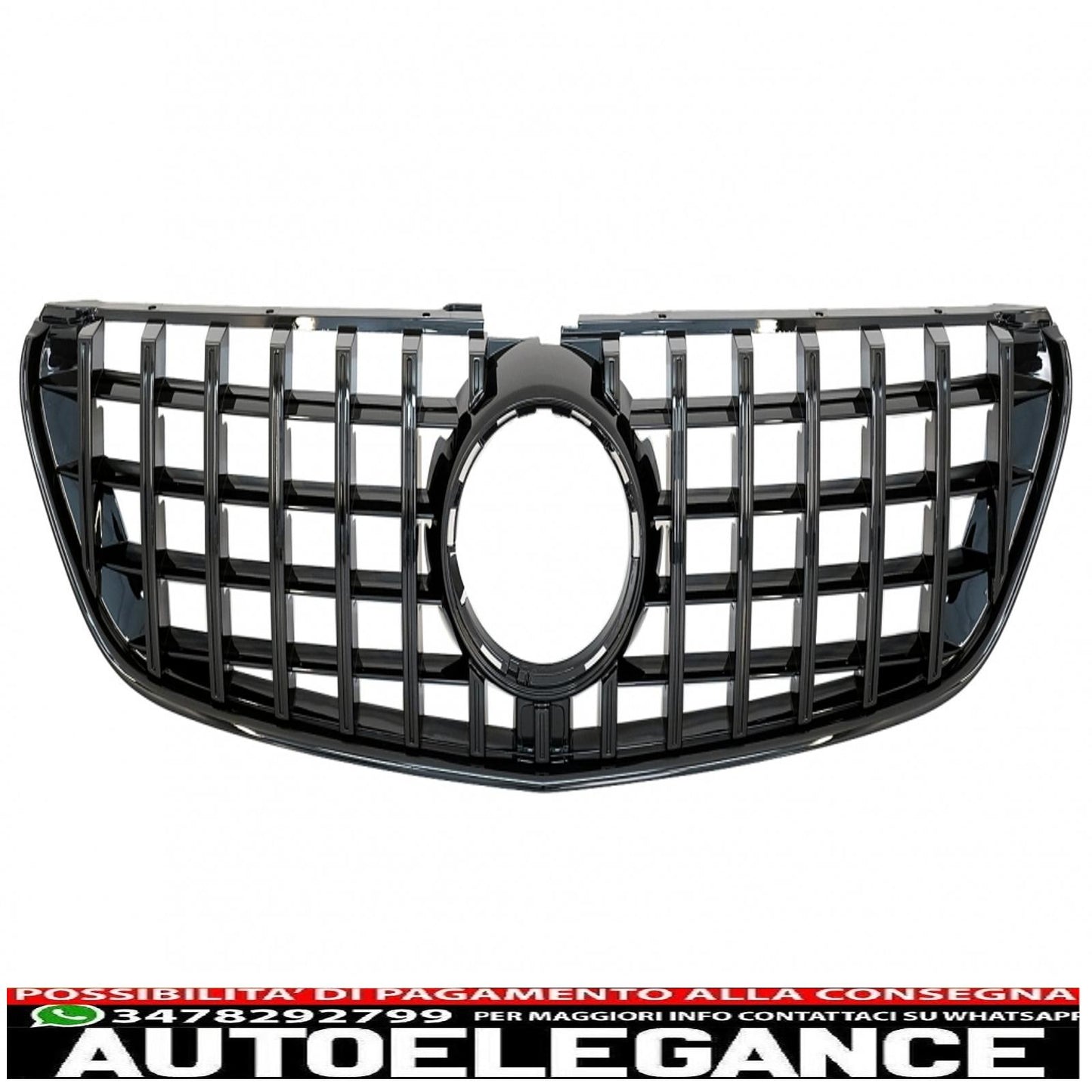 central grille suitable for mercedes v class w447 (2014-03.2019) gt r design panamericana all black