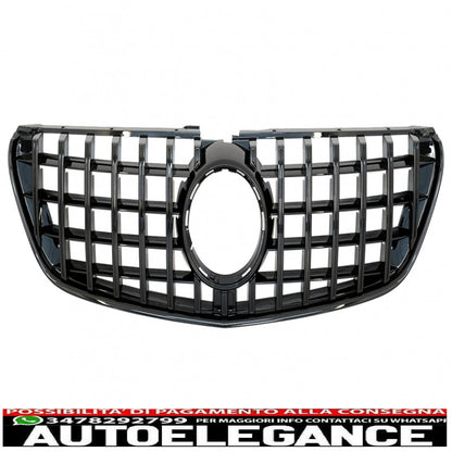 central grille suitable for mercedes v class w447 (2014-03.2019) gt r design panamericana all black